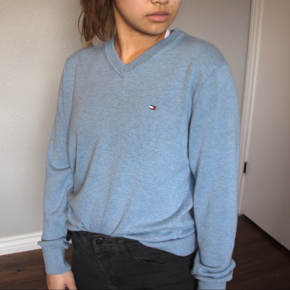 Blue V Neck Tommy Hilfiger Sweater